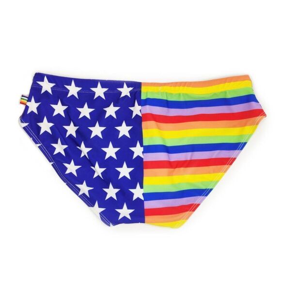 Men's classic speedo pride rainbow flag swim briefs swimsuit plus size L - Picture 4 of 8